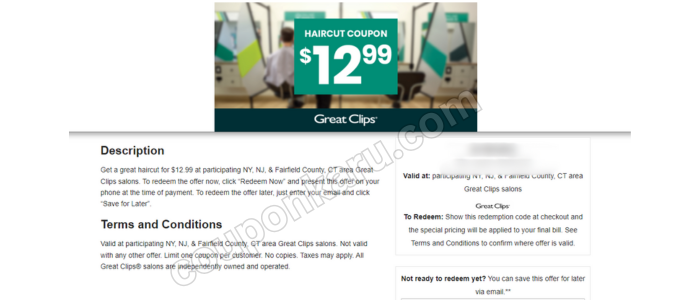 Printed Photo Of $12.99 Great Clips Coupon