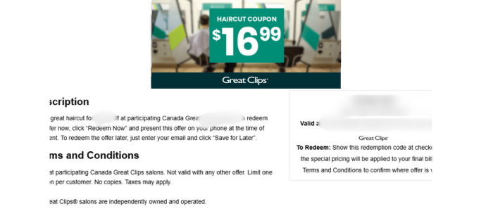 Printed Example Of 16.99 great clips coupon